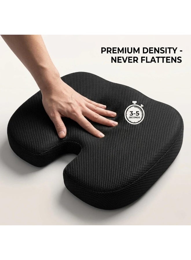 Memory Foam Seat Cushion Ergonomic Coccyx Support for Office Chair and Car Seat, Non Slip Orthopedic Design for Comfortable Sitting and Daily Pressure Relief - Image 3