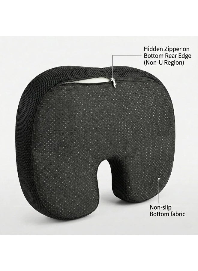 Memory Foam Seat Cushion Ergonomic Coccyx Support for Office Chair and Car Seat, Non Slip Orthopedic Design for Comfortable Sitting and Daily Pressure Relief - Image 2