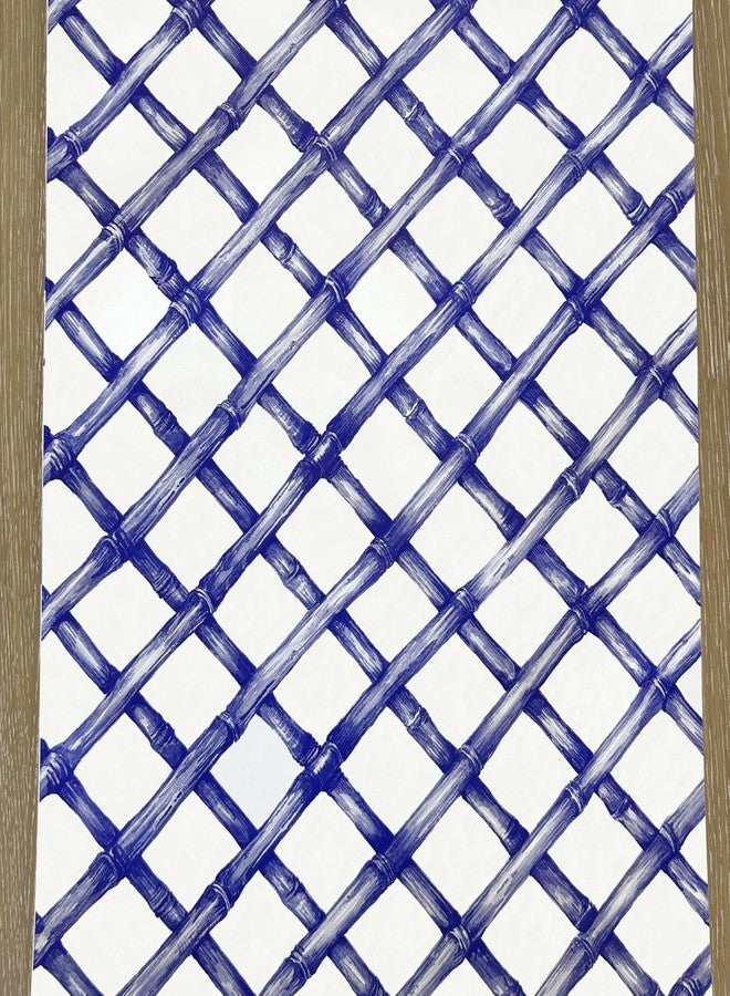 Hester & Cook Lattice Paper Table Runner Roll - Navy Blue Cross Check Pattern for Parties or Weddings - Disposable Table Runner American Made - Image 1