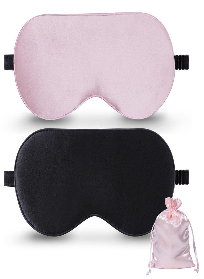 Sleep Mask with Pouch, 2 Pack 100% Real Natural Pure Silk Eye Mask with Adjustable Strap for Sleeping, BeeVines Eye Sleep Shade Cover, Blocks Light Reduces Puffy Eyes Gifts