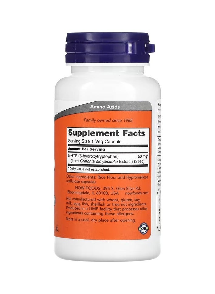 now 5-HTP, 50 mg, 90 Veg Capsules - Image 2