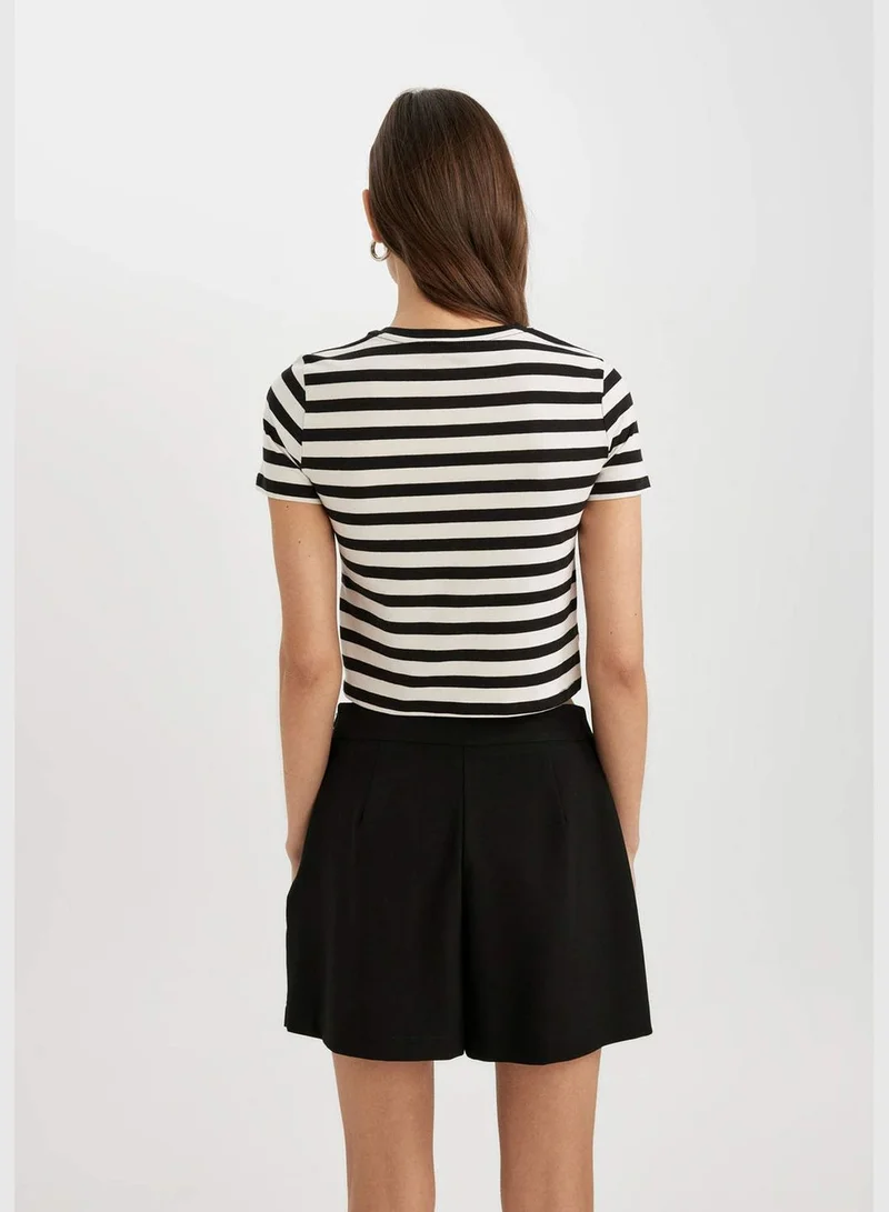 DeFacto Slim Fit Crew Neck Striped Short Sleeve T-Shirt
