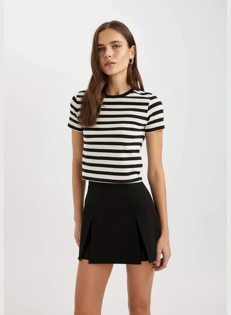 DeFacto Slim Fit Crew Neck Striped Short Sleeve T-Shirt