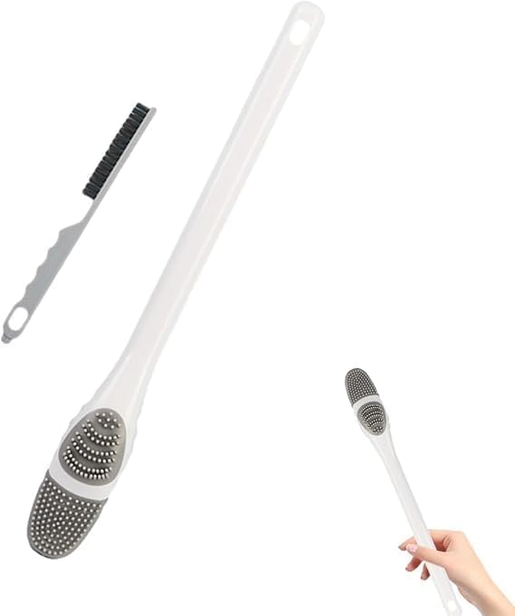 maccibelle MACCIBELLE 3 in 1 Wall Mounted Silicone Toilet Brush and Toilet Scrubber - 2 in 1 Silicone Bristles Bathroom Cleaning Brush, Splash Proof Toilet Cleaner Brush, Toilet Bowl Cleaner (1 pcs) - Image 2