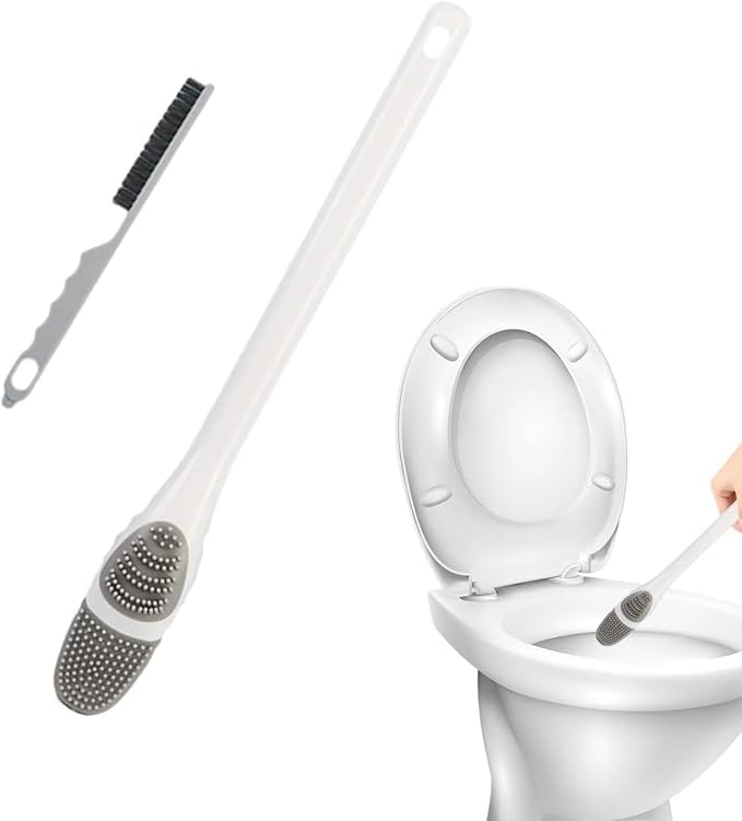 maccibelle MACCIBELLE 3 in 1 Wall Mounted Silicone Toilet Brush and Toilet Scrubber - 2 in 1 Silicone Bristles Bathroom Cleaning Brush, Splash Proof Toilet Cleaner Brush, Toilet Bowl Cleaner (1 pcs) - Image 1
