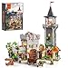 FUNWHOLE Medieval Watchtower Lighting BuildingBricks Set Guardiance Castle with Soldier Farmer Minifigures Collectible Display Set 1625 Pcs for Adults and Teen - Image 2