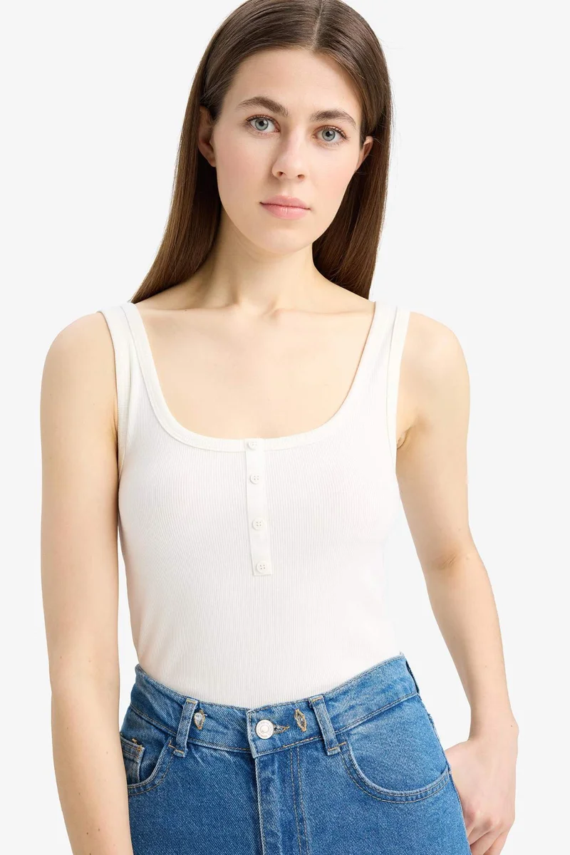DeFacto Slim Fit Camisole Square Collar Tank Top
