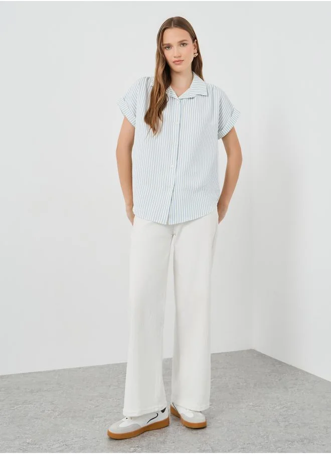 Take Two Take Two Striped Short Sleeve Oversized Shirt