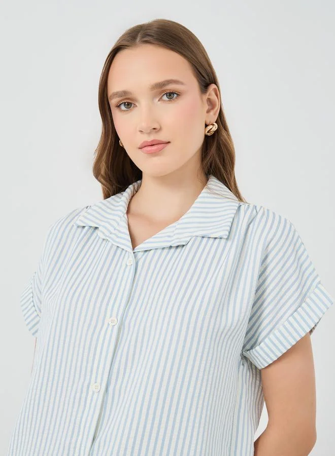 Take Two Take Two Striped Short Sleeve Oversized Shirt