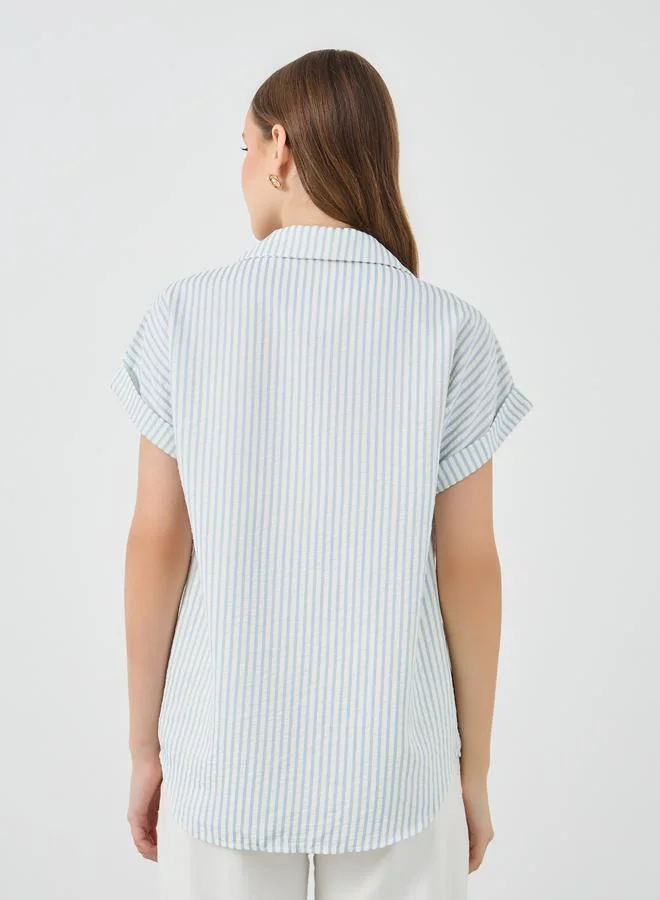 Take Two Take Two Striped Short Sleeve Oversized Shirt