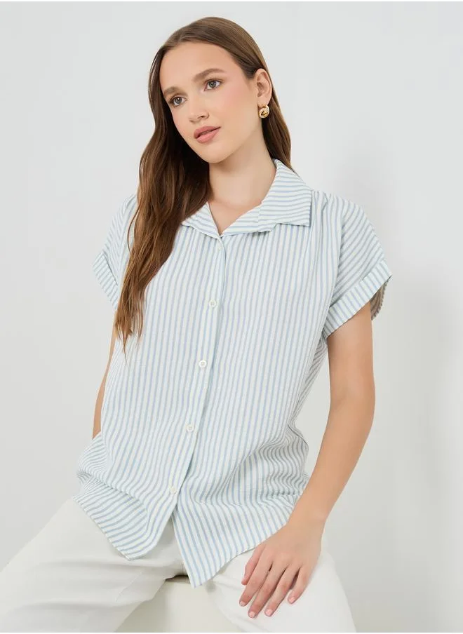 Take Two Take Two Striped Short Sleeve Oversized Shirt