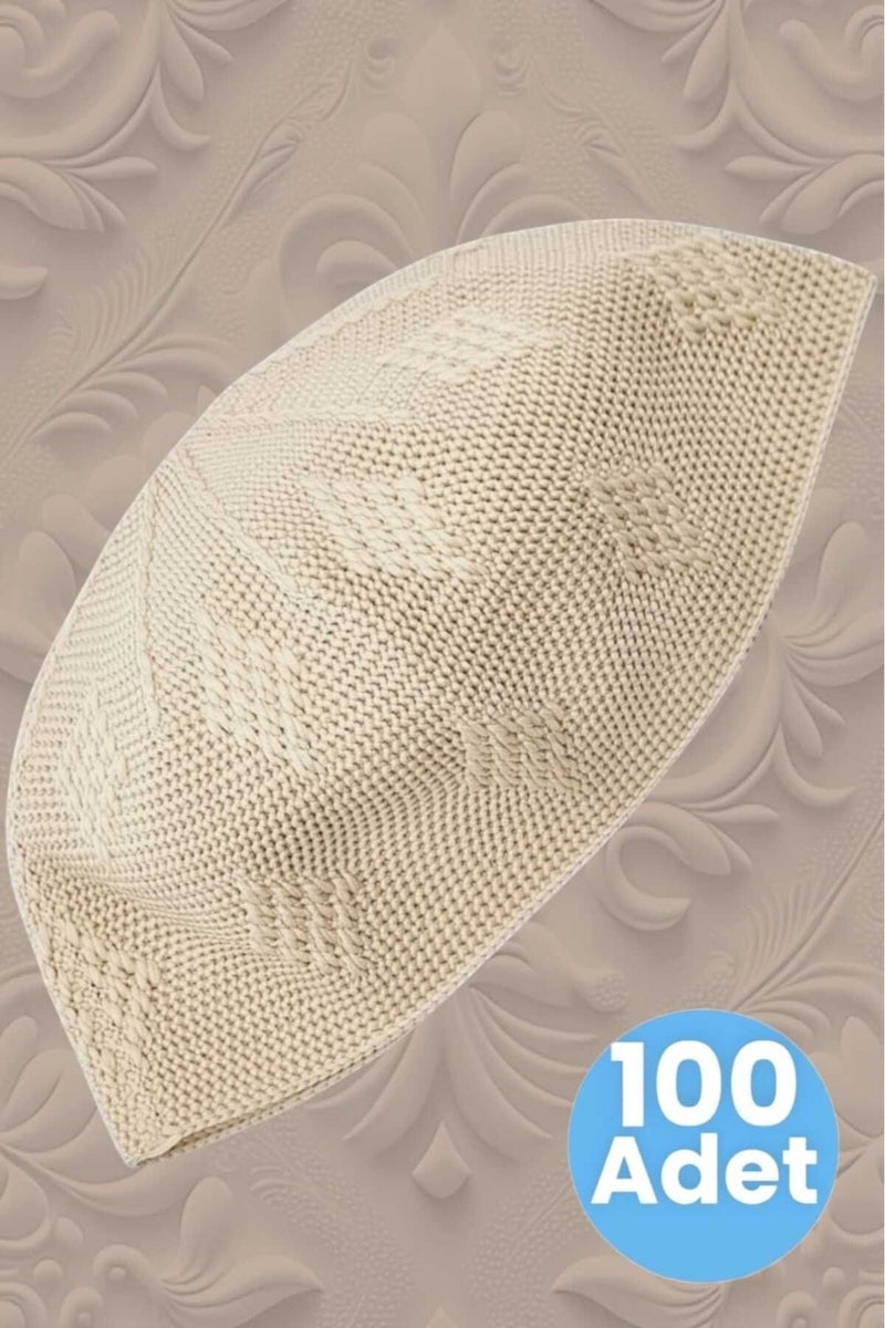 Hızırım 100'S Woven Knitted Patterned Cap Quality Prayer Cap  - Image 1