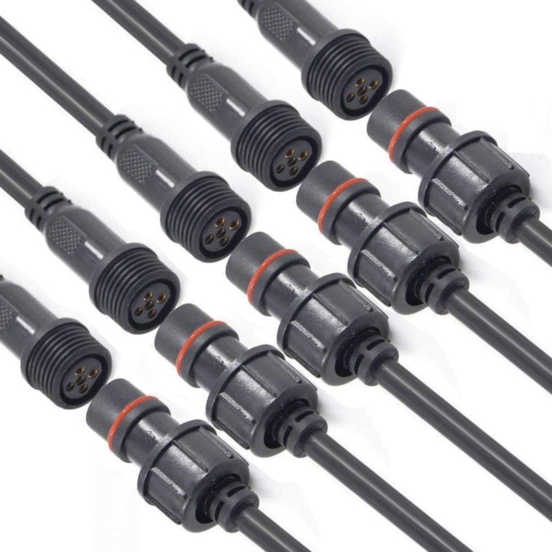 YETOR Waterproof Connectors 5 Wire, 18AWG Male Female Plug LED Connector with 2Pin Waterproof Connectors,IP68 20CM Extension Cable for Car, Truck, Boat,Indoor/Outdoor LED Strip Lights,(5Pairs) - Image 1