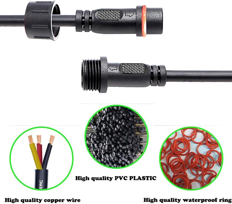 YETOR Waterproof Connectors 5 Wire, 18AWG Male Female Plug LED Connector with 2Pin Waterproof Connectors,IP68 20CM Extension Cable for Car, Truck, Boat,Indoor/Outdoor LED Strip Lights,(5Pairs) - Image 5