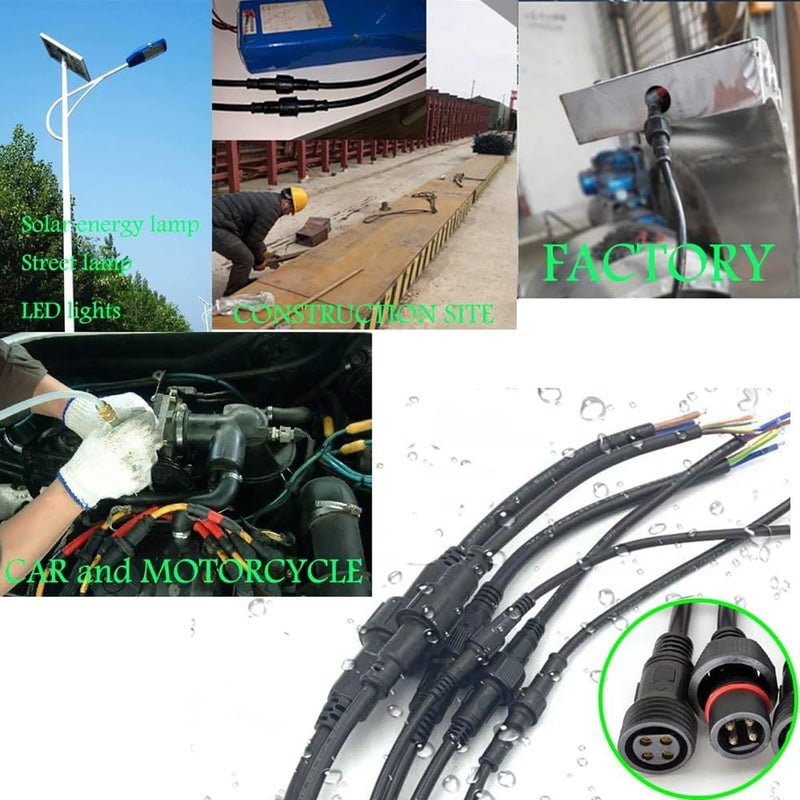 YETOR Waterproof Connectors 5 Wire, 18AWG Male Female Plug LED Connector with 2Pin Waterproof Connectors,IP68 20CM Extension Cable for Car, Truck, Boat,Indoor/Outdoor LED Strip Lights,(5Pairs) - Image 2