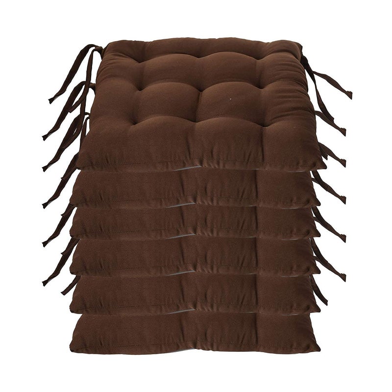 TEEJA Microfiber Square Chair Pad Seat Cushion for Car Pad Office Chair Bookstore Library Cafe Car Office IndoorOutdoor Dining Living Room Standard Brown 6