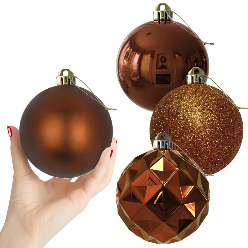 GameXcel Bronze 4.0"" Large Christmas Balls - Christmas Tree Decoration Ornaments Shatterproof Hanging Balls for Birthday Halloween Mardi Gras Holiday Wedding Decorations Set of 4pcs - Image 1