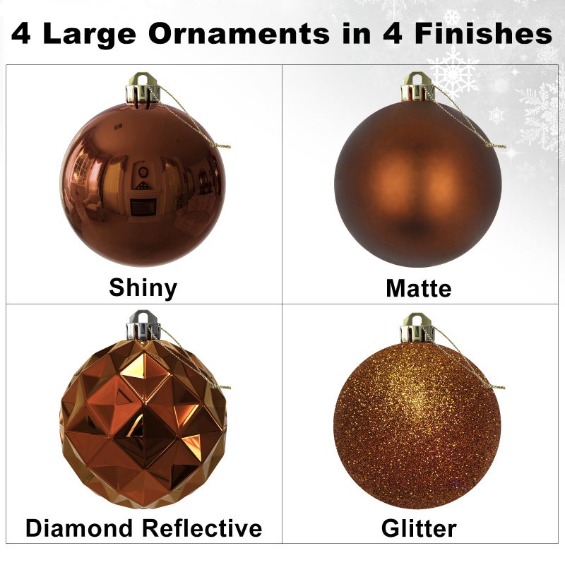 GameXcel Bronze 4.0"" Large Christmas Balls - Christmas Tree Decoration Ornaments Shatterproof Hanging Balls for Birthday Halloween Mardi Gras Holiday Wedding Decorations Set of 4pcs - Image 2