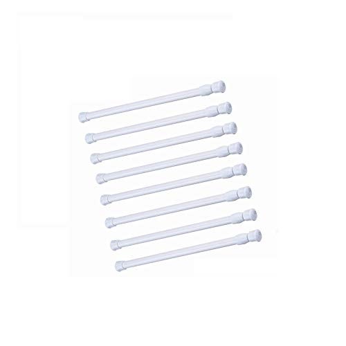 qinnsou 8 Pack Spring Curtain Tension Rods, 15.7-28 Inch Cupboard Bars Tensions Rods Adjustable Extension Rod for Bathroom Window Closet refrigerator bar DIY Projects (White) - Image 1