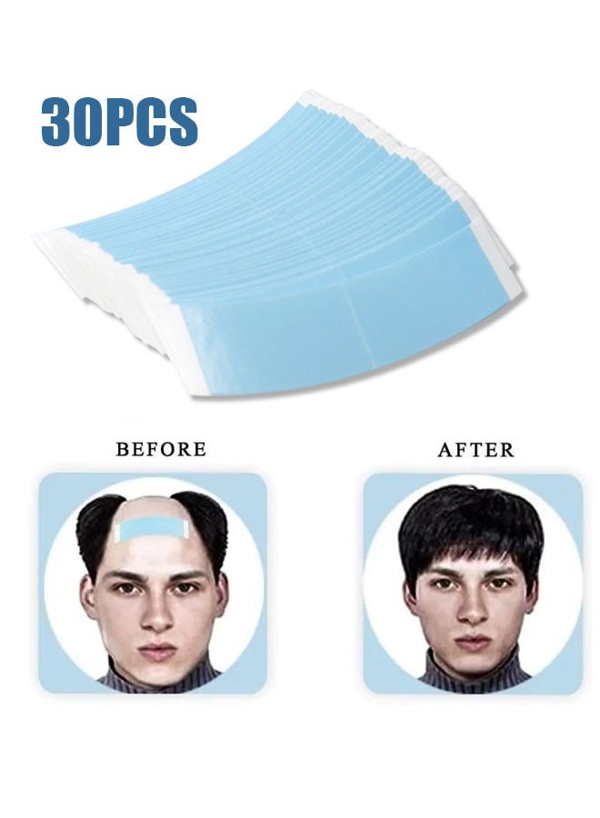 30 Pcs Hair System Tape, Hair Tape Sticker Strip Adhesive Holder, Strong Hold Long Lasting Waterproof Toupee Tape, Hair System Replacement Extension for Unisex - Image 1