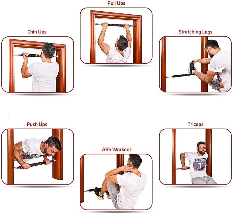 DeloPik Health & Fitness Unisex Adult Doorway Chin Up Bar, Pull Up Adjustable Gym Bar With Cushioned Grip - Image 3