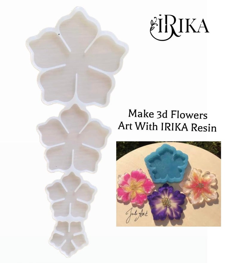 IRIKA عبوة من 1 قالب سيليكون ثلاثي الأبعاد على شكل زهرة 10 × 4 بوصات لفن الراتنج مصنوع في الهند - Image 5