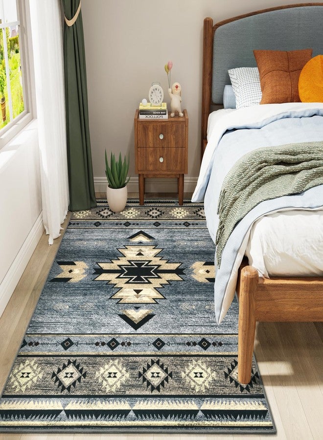 B BENRON Western Rugs for Living Room Bedroom Non Slip, Aesthetic Home Decor for Dining Table Kitchen Porch Nursery, Washable Throw Rugs with Rubber Backing, 3ft x 5ft, Grey - Image 4