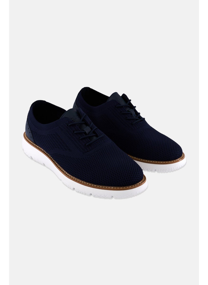 Algspar Men Brand Logo Lace Up Causal Shoes, Navy Blue  - Image 1