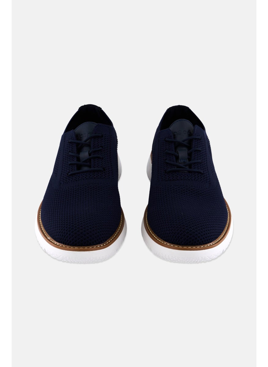 Algspar Men Brand Logo Lace Up Causal Shoes, Navy Blue  - Image 4