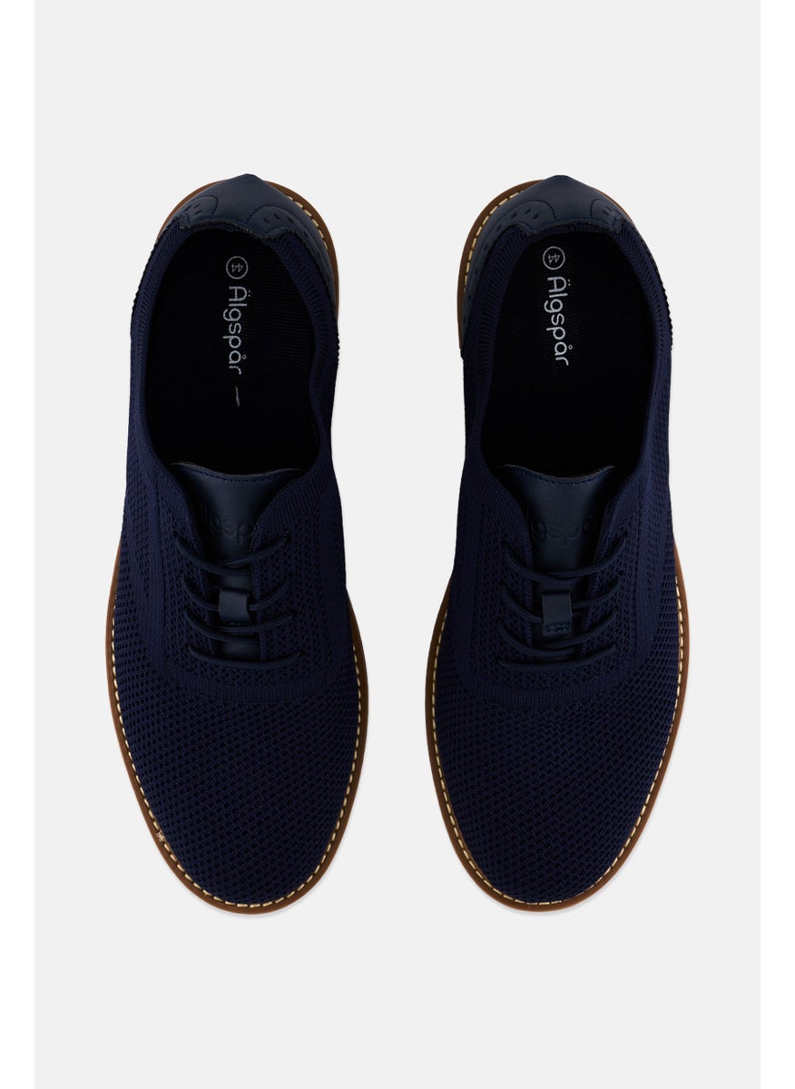 Algspar Men Brand Logo Lace Up Causal Shoes, Navy Blue  - Image 3