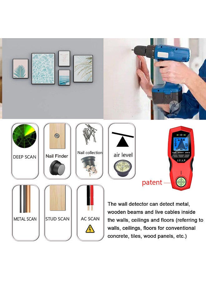 Generic - LCD Backlight Display Digital Wall Detector Metal Sensor Wood Stud Finder AC Cable Scanner Three Scanning Modes Switchable - Image 1
