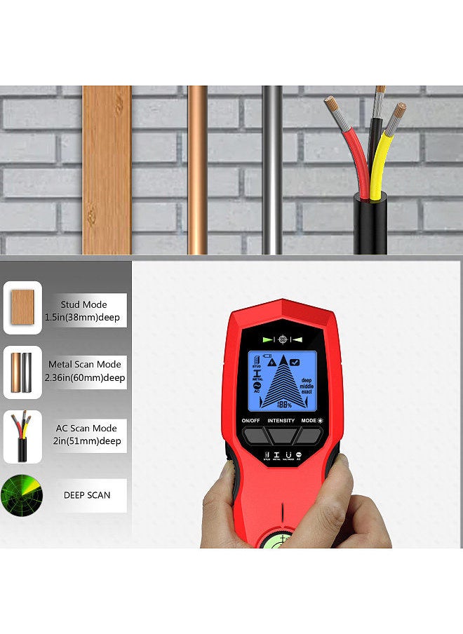Generic - LCD Backlight Display Digital Wall Detector Metal Sensor Wood Stud Finder AC Cable Scanner Three Scanning Modes Switchable - Image 1
