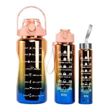 AASTIK SALES Plastic 3 in 1 Water Bottle with Straw Motivational with Time Marker with Portable Wide Mouth Travel Bottle Shining multi Colors - Image 5