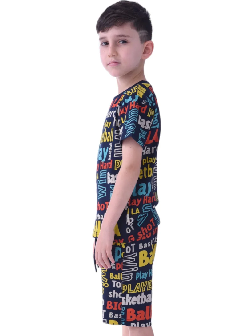 Victor And Jane  Kids Boys 2 piece Set - T-Shirts & Shorts - AOP set-Navy Blue (100% Cotton) for Men | Best Price UAE