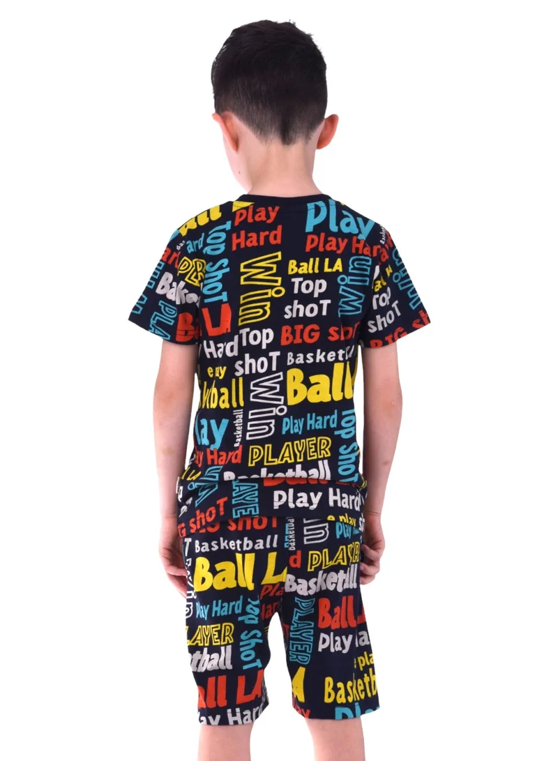 Victor And Jane  Kids Boys 2 piece Set - T-Shirts & Shorts - AOP set-Navy Blue (100% Cotton) for Men | Best Price UAE