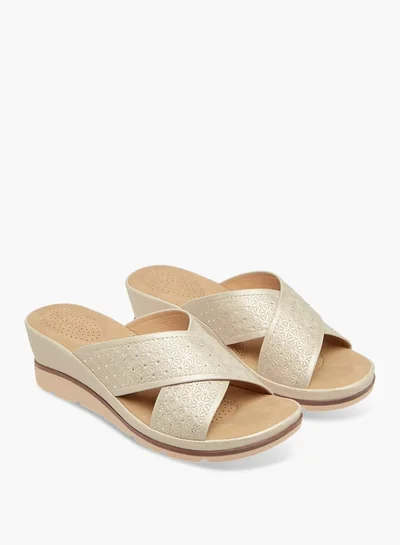 Le Confort Women Floral Textured Slip-On Sandals with Wedge Heels