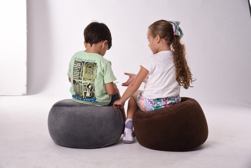 Penguin Capitone Small Velvet Pouf Ottoman - 30 x 40 cm - Floor Cushion Foot Stool for Living Room - Blue - Image 2