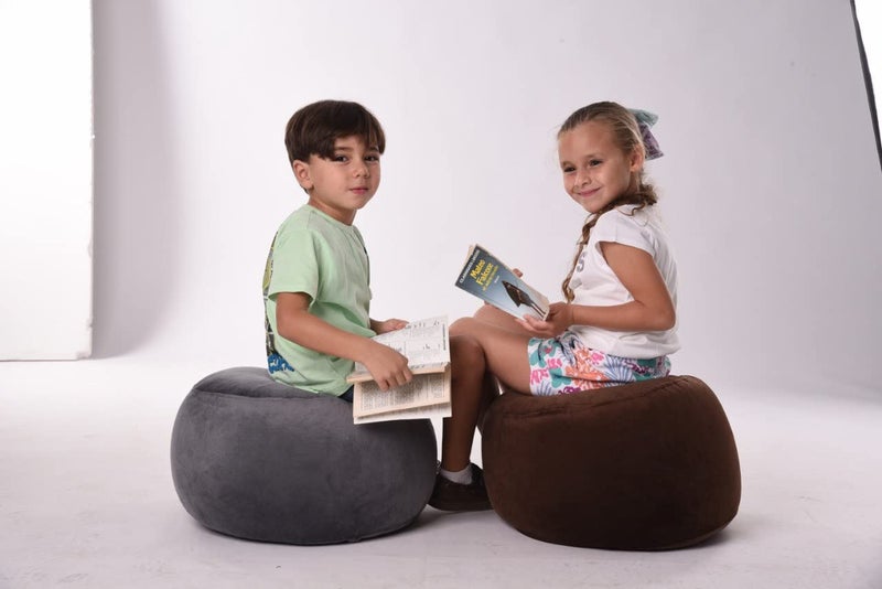 Penguin Capitone Small Velvet Pouf Ottoman - 30 x 40 cm - Floor Cushion Foot Stool for Living Room - Blue - Image 3