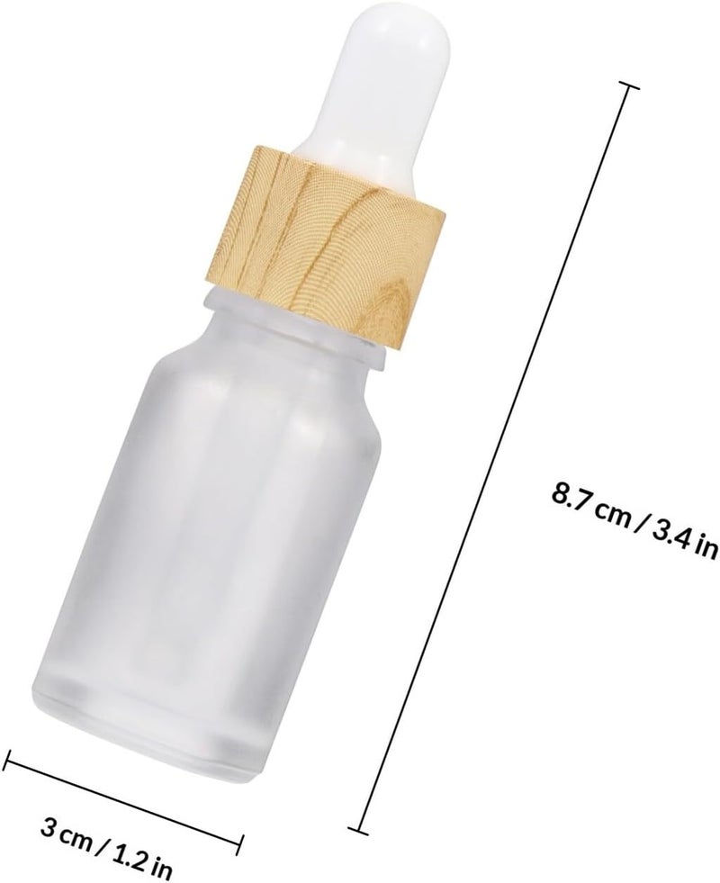 4pcs Frosted Glass Essential Oil Bottles 15ml with Wood Grain Ring and Dropper Caps Refillable Travel Subpackaging Bottles for Cosmetic Liquids - Image 2