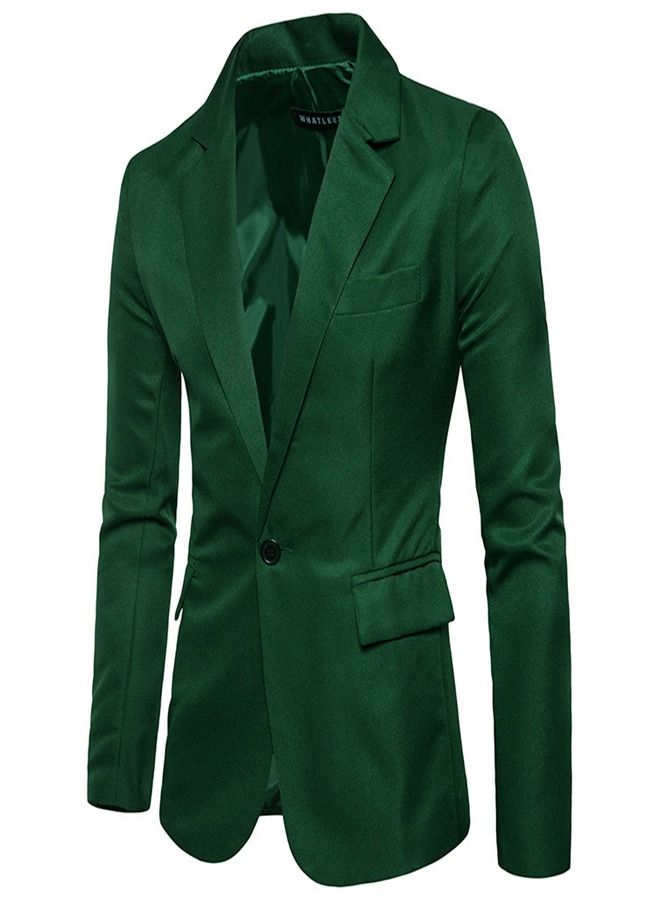 Loquat Men's Korean Slim Solid Suit Green