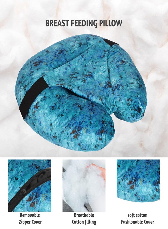 BOFFLE Feeding Pillow | Nursing Pillow for Breastfeeding | Feeding Pillow for New Born Baby, Feeding Pillow for Breastfeeding, Baby Feeding Pillow with Removable Velvet Cover (Blue) - Image 5