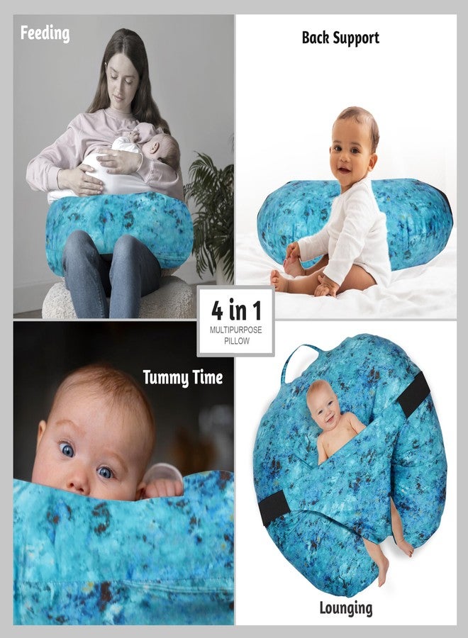 BOFFLE Feeding Pillow | Nursing Pillow for Breastfeeding | Feeding Pillow for New Born Baby, Feeding Pillow for Breastfeeding, Baby Feeding Pillow with Removable Velvet Cover (Blue) - Image 4