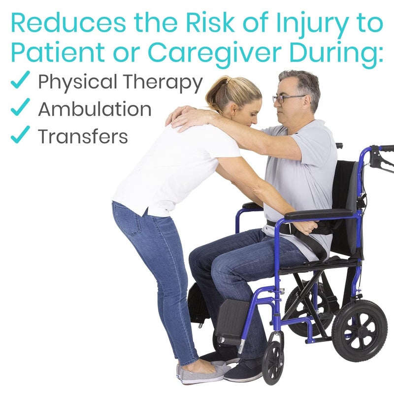 VIVE حزام نقل فيف (300 رطل) مع مقبض - حزام أمان طبي للمساعدة في نقل المرضى - للسمنة، كبار السن، ذوي الاحتياجات الخاصة، العلاج الطبيعي - حزام بوابة PT مع مشبك معدني للإفراج السريع، أسنان للقبض - Image 5