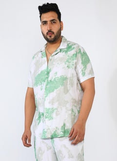 Instafab Plus Men's Pistachio Green Tie-Dye Co-Ord Set  - Image 1