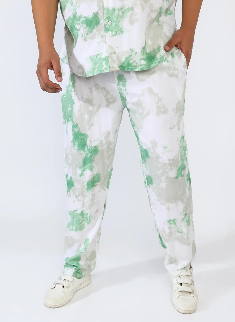 Instafab Plus Men's Pistachio Green Tie-Dye Co-Ord Set