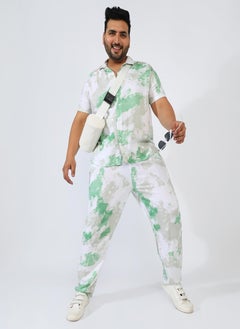 Instafab Plus Men's Pistachio Green Tie-Dye Co-Ord Set  - Image 5