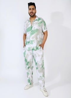 Instafab Plus Men's Pistachio Green Tie-Dye Co-Ord Set  - Image 2
