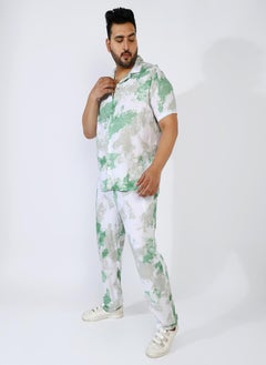 Instafab Plus Men's Pistachio Green Tie-Dye Co-Ord Set  - Image 3