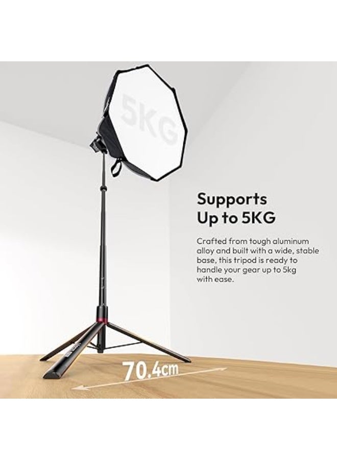 ULANZI AT-05 2M Heavy Duty Foldable Light Stand, 6.56ft Extendable Tripod for Strobe Lights, Webcams, Cameras & Bearable Load up to 5kg - Image 4