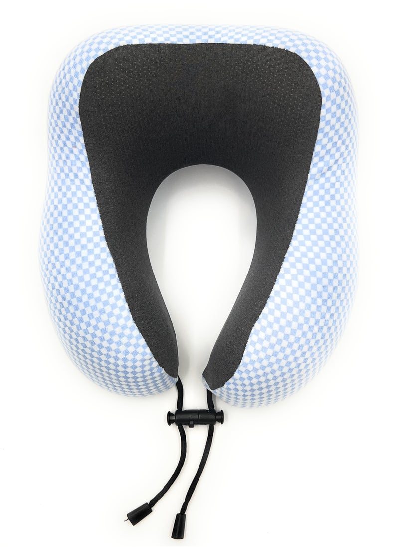 VIO - Travel Pillow 100 Percent Pure Memory Foam Neck Pillow with Machine Washable Cover Airplane Travel Kit Blue - Image 1